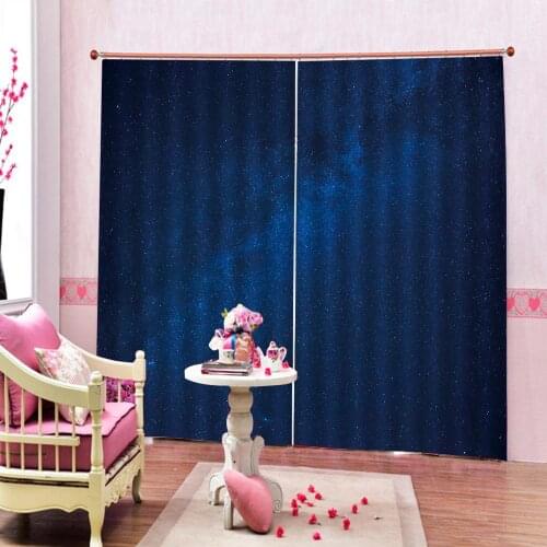 Custom Stars 3D Curtains for Childrens room Twinkle Satrry Sky Dark Blue Modern Curtains Indoor Decor