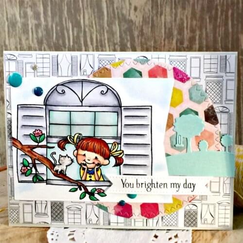 4x4in Girl Window Transparent Clear Silicone Stamp DIY Scrapbooking/Photo Album Card Make Handcraft Decorative Clear Stamp