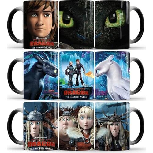 Drop Shipping 1Pcs New 350ml Cartoon Dragon Cold Water Color Change Mugs Milk Coffee Ceramic Cups Best Gift for Children Friends