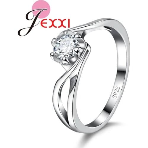 Luxury Engagement Rings For Women Band Cubic Zirconia Crystal 925 Sterling Silver Wedding Finger Ring Jewelry Accessories