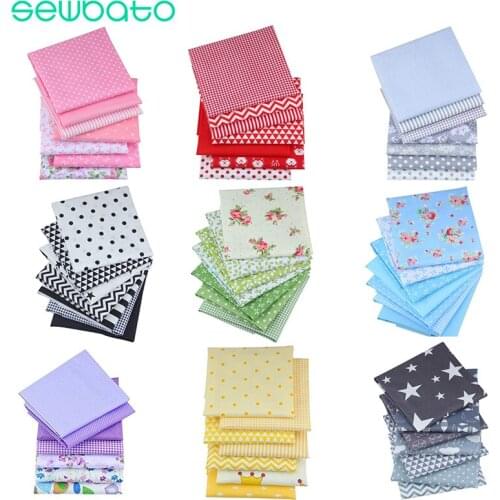 SEWBATO 7pcs/lot 50X40CM Printed Twill Cotton Fabric Patchwork Cloth For DIY Sewing Quilting Baby&Child Material