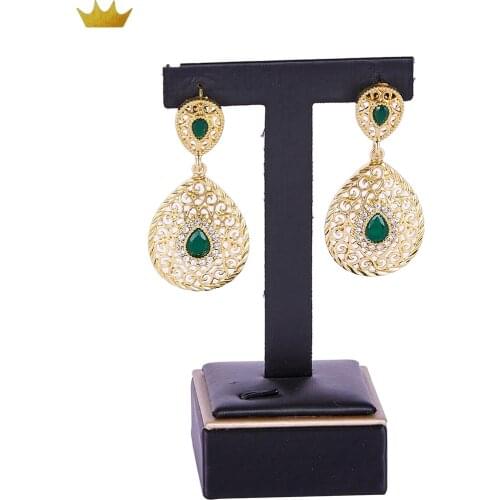 2020 AUG Gold color earringcolor stone fashion jewelry alloy earring