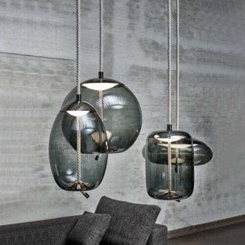 Nordic Loft Living Room Knot Glass Pendant LampCreative Bar Aisle Bedroom Bedside Deco Glass Hanging Light Fixtures