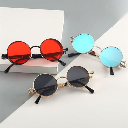 1PC Classic Gothic Steampunk Sunglasses Unisex Brand Designer Vintage Retro Round Metal Frame Colorful Lens Sun Glasses UV400