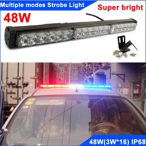 Super Bright 54W(18*3W) Multi-Mode Strobe Police Warning Lights Roof Grille Led Light Bar 12V DRL Strobe Parking Light Bar
