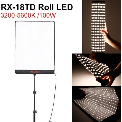 FalconEyes RX-18TD 100W 504pcs Flexible Roll LED Video 3200K-5600K Light Rollable Cloth Lamp & LCD Touch Screen Controller