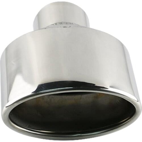 Universal 2.25in chrome siver car tailpipe stainless steel exhaust tips rolled double wall outlet slant muffler pipe free ship