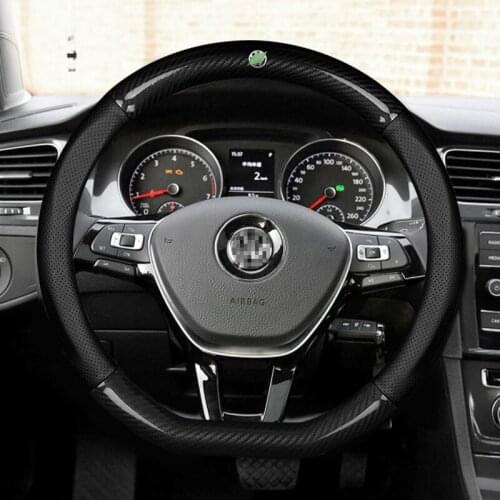 Carbon Fiber Genuine Leather Car Steering Wheel Cover For Volkswagen Golf 7 GTI Golf R MK7 Polo Scirocco Accessories