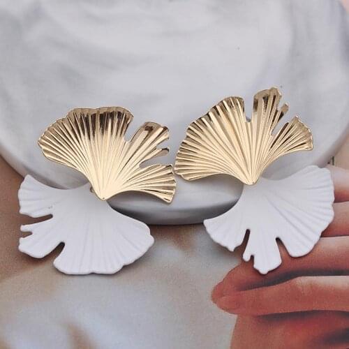 Big Gold Leaf Earrings for Women Fashion Vintage Ethnic Leaves Earrings Green White Red Yellow Statement Drop Earrings Jewelry