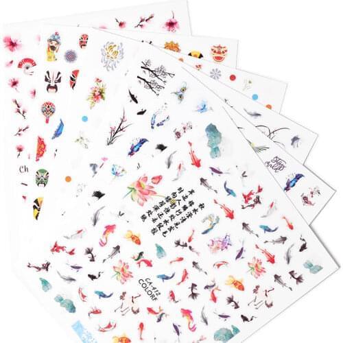 1sheet newest 3D embossed nail sticker flower adhesive DIY manicure slider nail art tips decorations decals