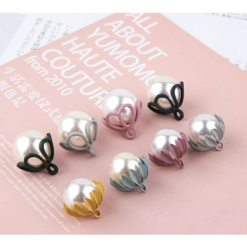 10pcs New Korean Spray Paint Color three-dimensional Flower Earrings For Girls Pearl Pendant Accessories Materials Diy Jewelry