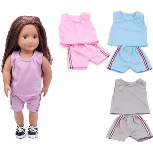 18 Inch American Doll Girls Vest Sportswear Ball Uniform Newborn Clothes Baby Toys Accessories Fit 40-43 Cm Boy Dolls Gift c141
