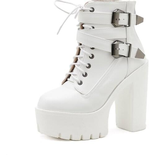 2020 Korean Fashion Stage Show Martens Boots Chunky Heel Super High Heels Catwalk Stage High Heel Platform Shoes