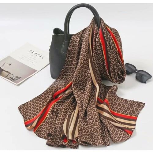 2021 Women Silk Winter Scarf Luxury Design Print Lady Beach Shawl Scarves Fashion Smooth Foulard Female Hijab