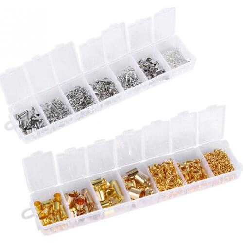 340pcs/Box DIY Jewelry Part Earrings Hooks Lobster Clasps Chain Rings DIY Jewelry Connector Jewelry Components Accessories Set