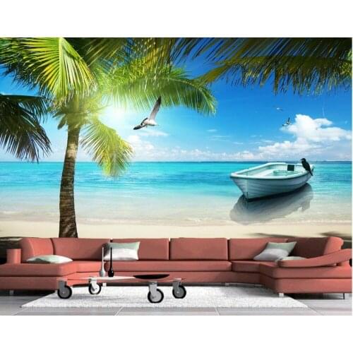 3d customized wallpaper Maldives beach sea tree landscape classic painting wallpaper photo 3d wallpaper