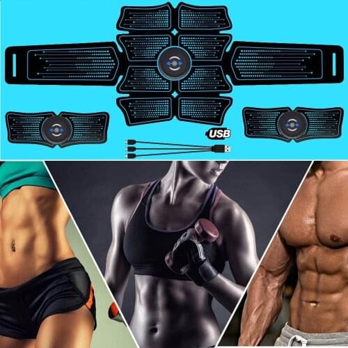 Rechargeable EMS Muscle Abdominal Stimulator Trainer ABS Electrostimulation Fitness Massager Arm Abdomen Muscular Gym Tools