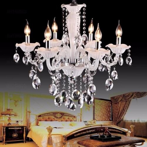 White dining room chandeliers lighting led modern crystal chandelier glass light fixture living room foyer Classic chandeliers