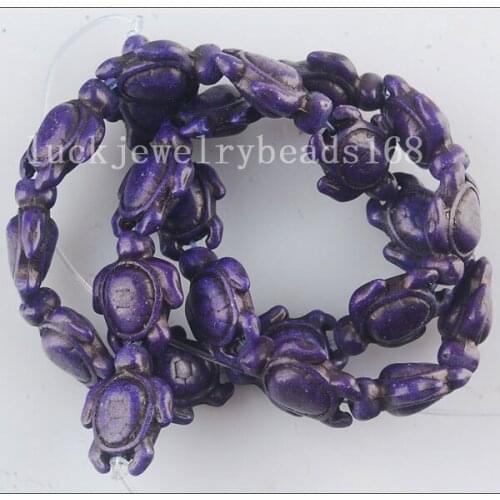 Free shipping Women Fashion Jewelry Purple Crystal Howlet Howlite Turtle Loose Beads 15.5" FG6210