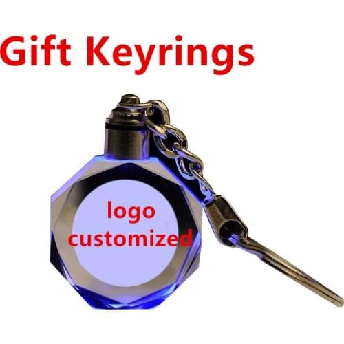 20pc Car Logo customize Keychain Crystal Light Changing 3D laser keyring Color LED Light key ringg custom made anniversary Gift