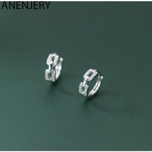 Evimi 925 Sterling Silver Square Hollow Inlaid Zircon Hoop Earrings For Women Simple Personality Korean Hot Selling Jewelry
