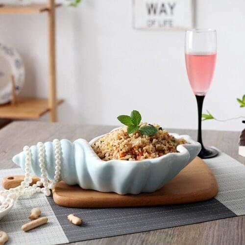 European Creative Conch Porcelain Snack Plates Irregular Fruit Cake Plate Candy Dish Salad Tray Ceramic Baking Dish Tableware