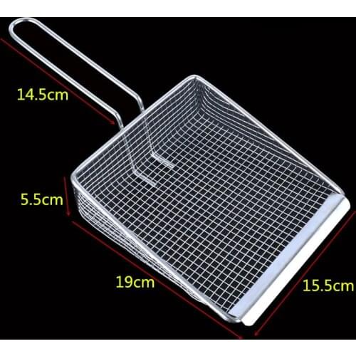 Stainless steel fryer screen French fries frame square filter net encrypt colander strainers shaped Frying mesh basket strainer