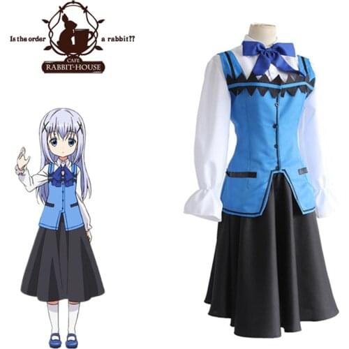 Kafuu Chino Cosplay Is The Order A Rabbit Gochuumon Wa Usagi Desu Ka Cosplay Japanese Anime Blue Lolita Costume