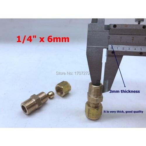Free shipping copper fitting 1/4" x 6MM High Quality Double Ferrule Tube Pipe Fittings Threaded Male Connector, brass fitting
