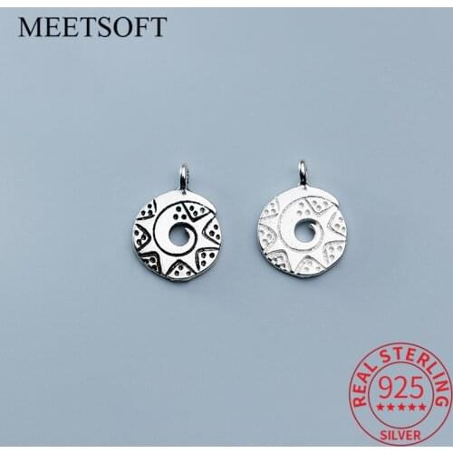 MEETSOFT 925 Sterling Silver Vintage Spiral Star Charms Jewelry Making Findings Handcraft Decoration Necklace DIY Accessories
