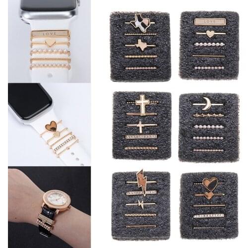 Metal Charms Decorative Ring For Apple Watch Band Diamond Ornament Smart Watch Silicone Strap Accessories For iwatch Bracelet