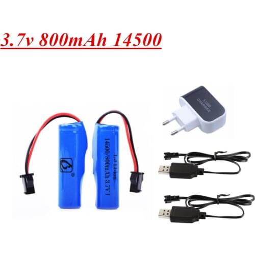 14500 3.7v 800mah Rechargeable Battery Charger Sets For JJRC C2 D828 RC Stunt Car Helicopter Drone Accessories SM-2P Plug