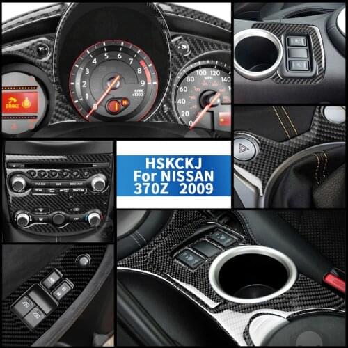 For Nissan 370z z34 2009 2010 2011 2013 Carbon Fiber Stickers Central Control Gearshift Dashboard AC Interiors Car Accessories