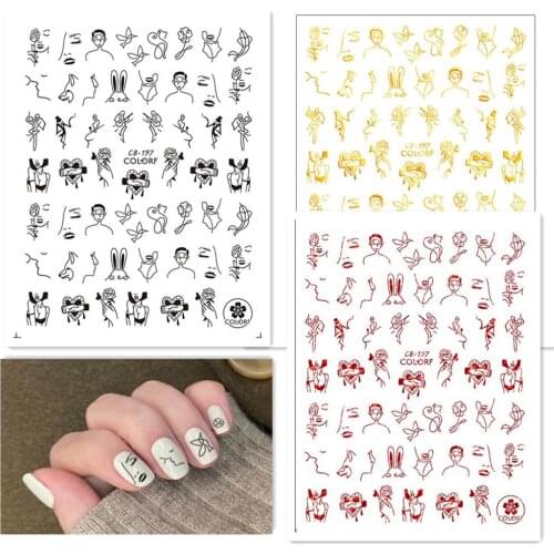 Newest CB-197 3D nail sticker decal stamping back gule DIY decoration tools for nail wraps