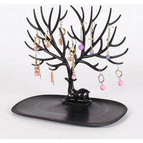 Lidavi Jewelry Organizer Necklace Earrings Deer Stand Display Holder Show Rack Display Necklace Organizer White jewellery holder