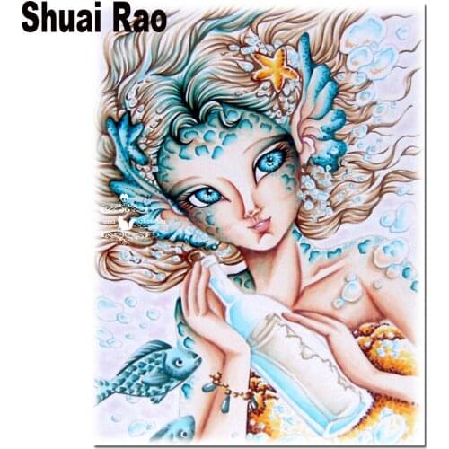 Full square round drill diy 5d diamond painting cartoon fairy diamond mosaic cross stitch diamond embroidery fish girl