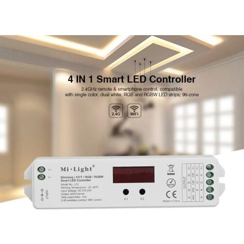 [Seven Neon]Free DHL shipping 2.4G Mi-Light RF WIFI 4-zones RGB/RGBW/RGB+CCT 4 IN 1 Smart LED strip/spot light Controller