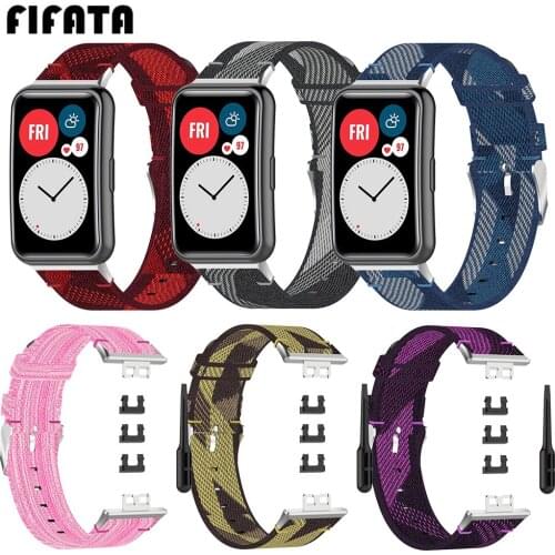 FIFATA Camouflage Nylon Woven Canvas Watch Strap For Huawei Fit Smart Watch Replacement Wristband For Huawei Fit Watch Band