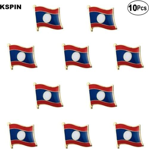 Laos Flag Lapel Pin Flag badge Brooch Pins Badges 10Pcs a Lot