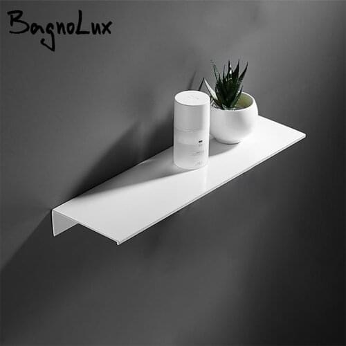 White 300-500MM Aluminum Wall Mounted Type Single Tier Multipurpose Bathroom Kitchen Shower Room Toilet Accessories Shelves Rack