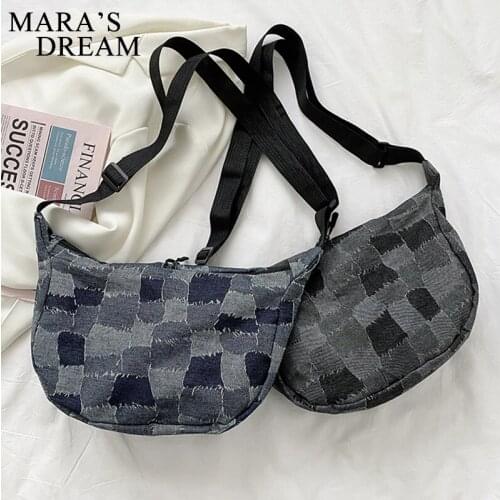 Maras Dream Womens Shoulder Bags Denim Canvas Bag Unisex Thick Shoulder Purses And Handbag Women Clutch Bags Ladies Armpit Bag