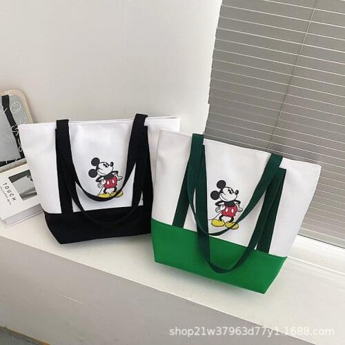 Disney Cartoon Ladies Canvas Bag Shoulder Bag Shopping Bag Mickey Minnie Bag Cute Student Handbag Bag Christmas Gift tote bag