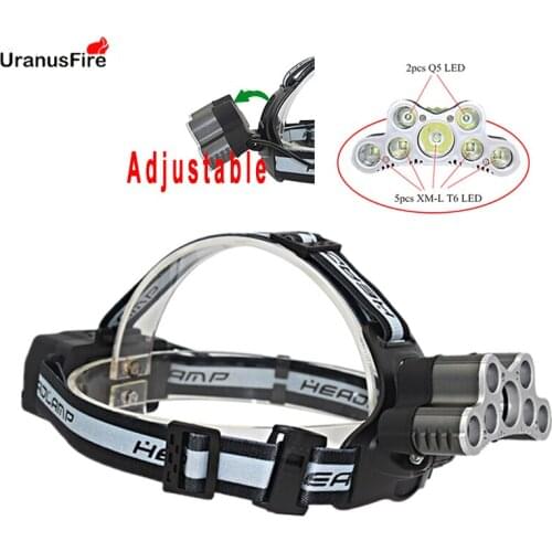 Uranusfire 6000Lm USB 7*t6 LED Led Headlamp Headlight head flashlight torch 18650 battery rechargeable XM-L T6 head lamp