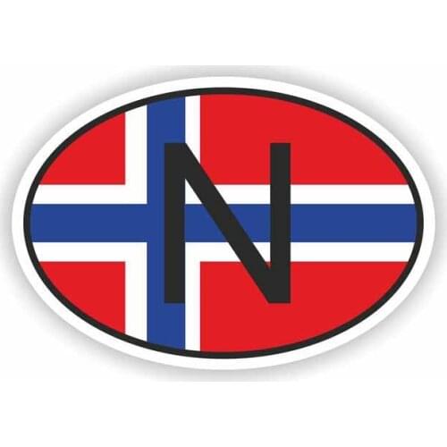 N NORWAY Country Code Reflective Creative Body Car Sticker Decal PVC,9CM*6CM