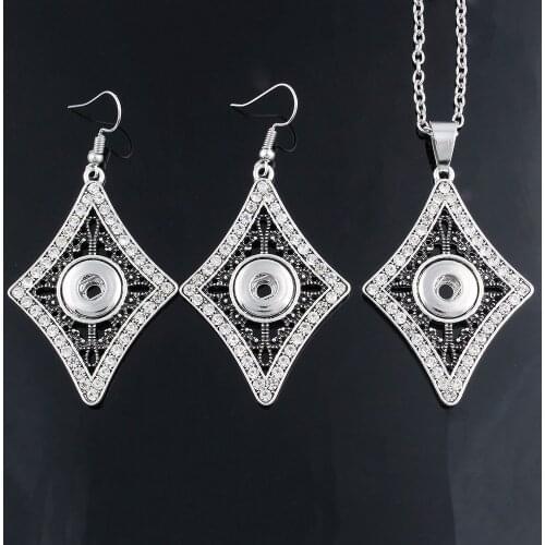 Hot Sale High Quality Vintage Xinnver Snap Jewelry Set "Snap Pendant Necklace Snap Earrings" Fit 12mm Snap Buttons Jewelry ZG093