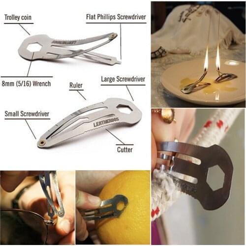 Hair Clip Multifunction Stainless Steel Hairpin Ruler Cutter Screwdriver EDC Gear Keychain 8 In 1 Pocket Utility Survive Tool