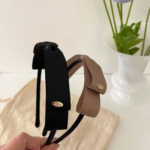 2021 Black Bow Bezel Headband for Women Girls Vintage Bow Hair Bands Wide Hairband Hair Accessories Diademas Para El Pelo Mujer