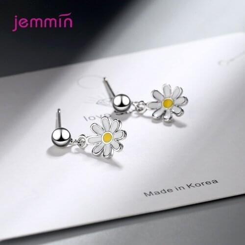 925 Sterling Silver Cute Flower Statement Earrings For Women Girls 2020 Trendy Valentines Day Gift Fashion Jewelry Wholesale