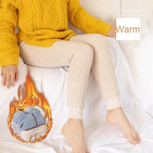 Girls Winter Warm Leggings Plus Velvet Thickening Pants Slim Bottoming Leggings Pants High Waist Elastic Force Pants