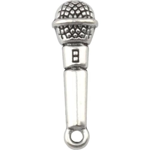 100pcs Tibetan Silver Zinc alloy Microphone Bead Charms 3D Pendant fit bracelet 25mm x 8mm D00152